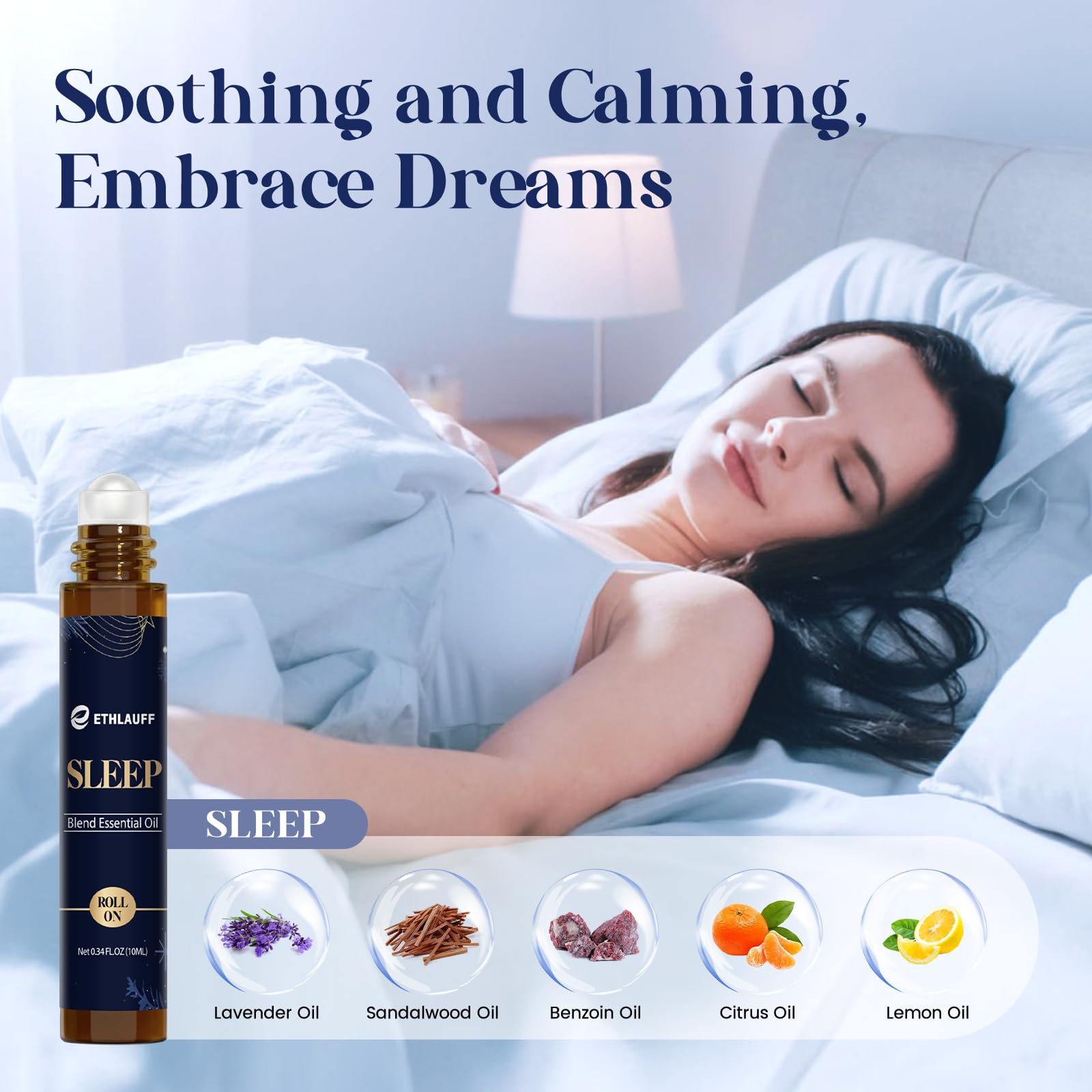 Ethlauff Essential Oil Roller Set: Sleep, Relax, Happiness – Aromatherapy Roll-On Gift