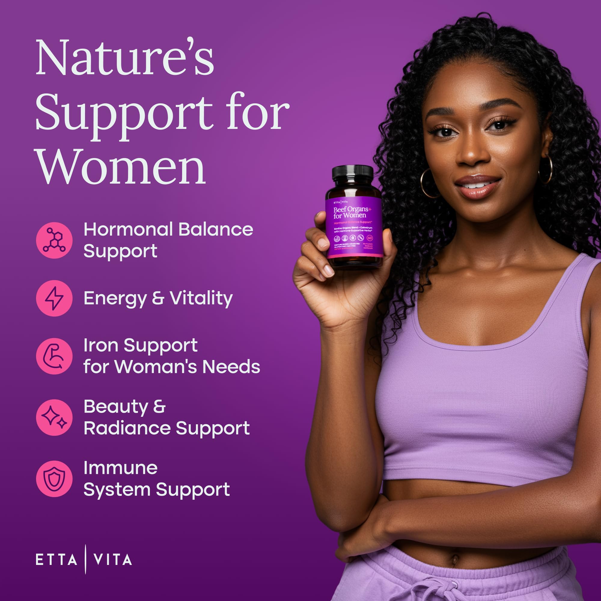 Etta Vita Women's Primal Beef Organ Supplement - 60 Capsules
