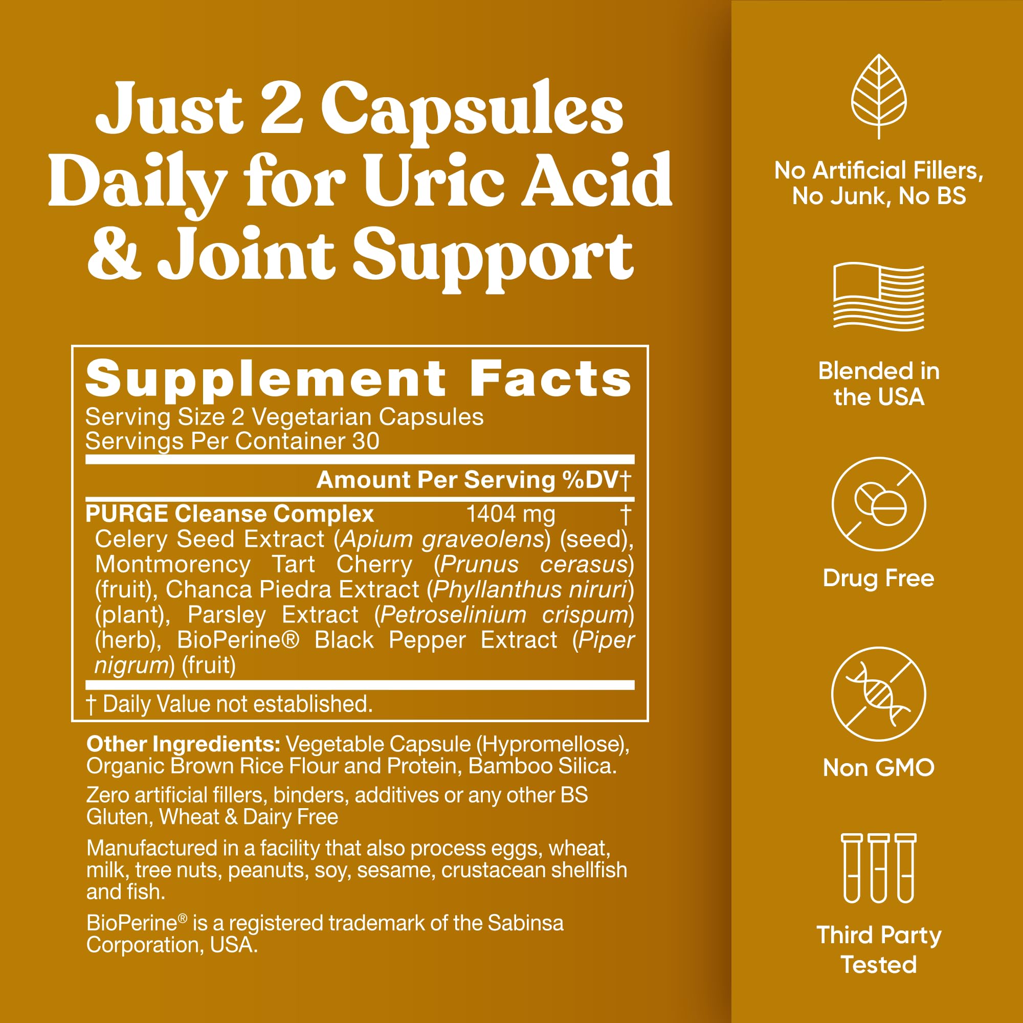 Eu Natural Purge Uric Acid Flush – 60 Soft Vegan Capsules | Detox & Joint Support
