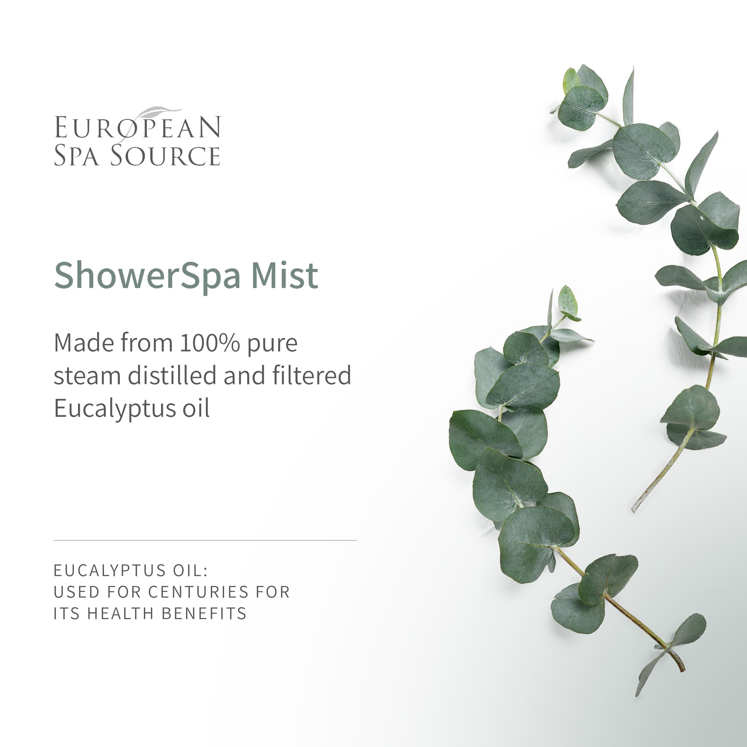European Spa Source Eucalyptus ShowerSpa Mist Spray for Aromatherapy, At Home Spa Experience, Sinus Congestion Relief, and Tension Relief, 4 fl oz