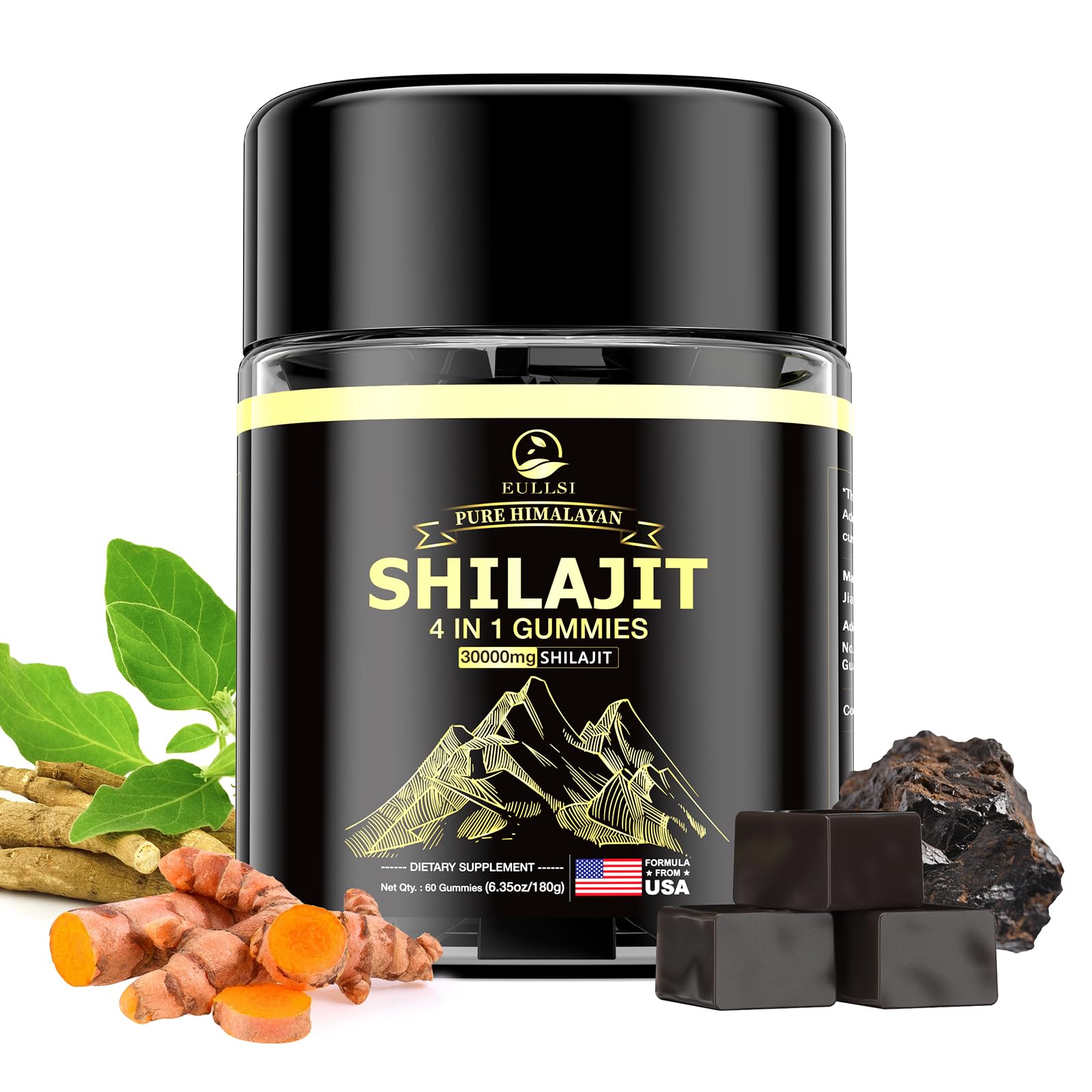 Eullsi Shilajit Gummies + Ashwagandha – 60 Count, Vegan & Non-GMO