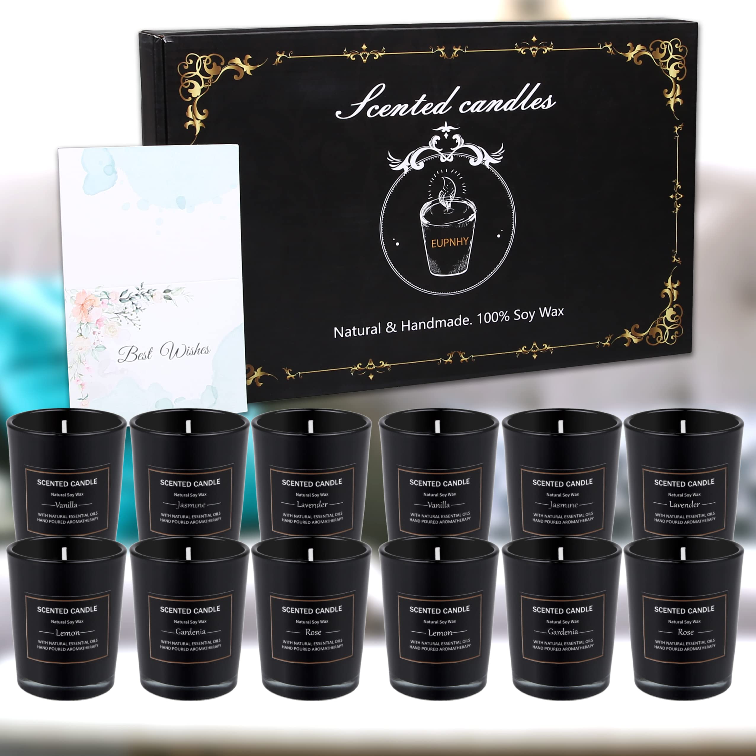 EUPNHY 12 Pack Scented Candles Gift Set - 2.5oz Soy Wax Aromatherapy Jars - Best Gifts for Women