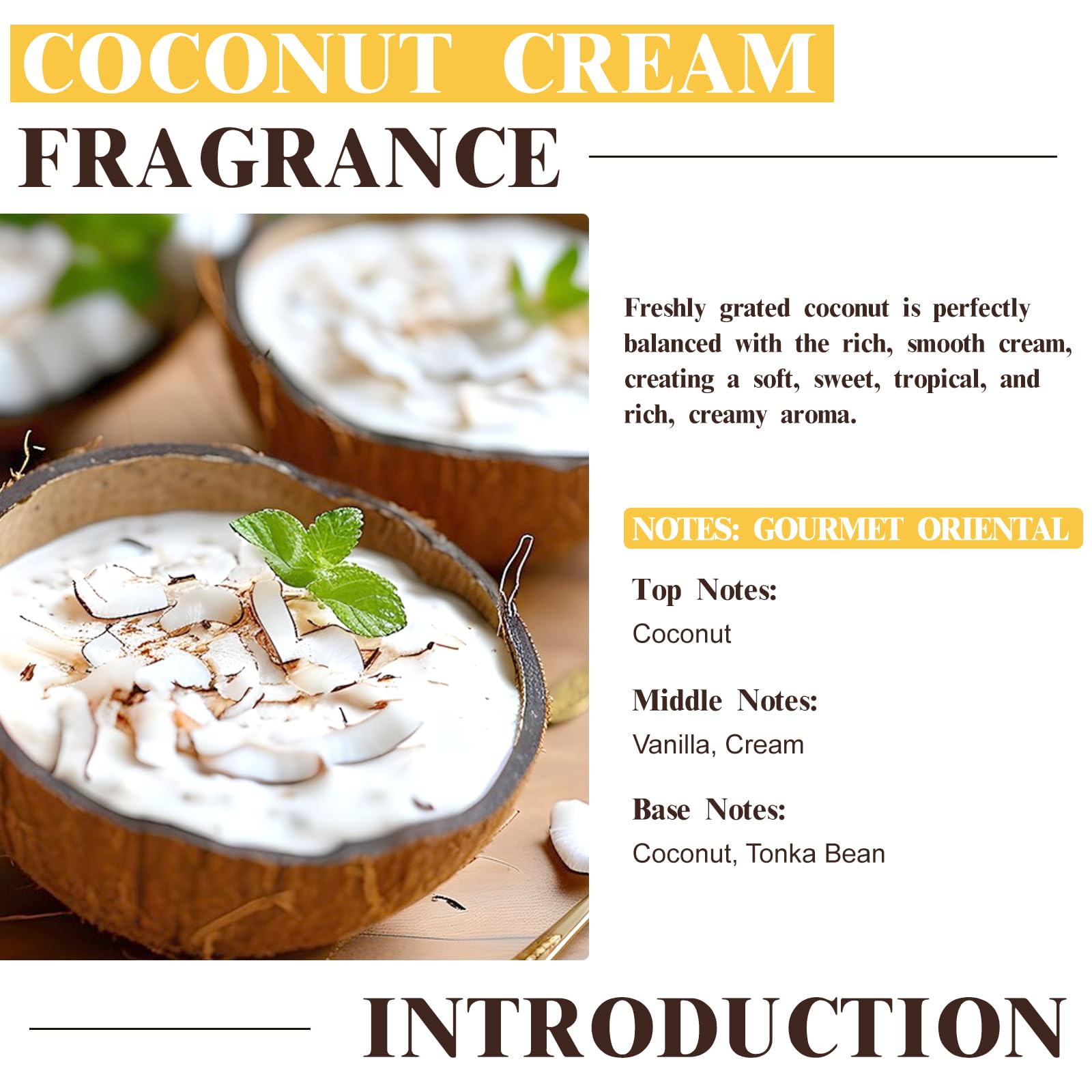 EUQEE Coconut Cream Fragrance Oil 60ml – Premium Essential Oil with Glass Dropper