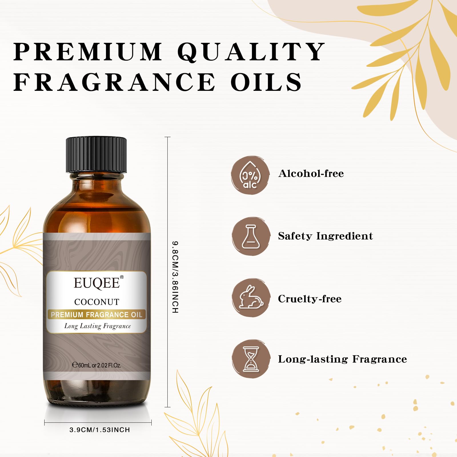 EUQEE Coconut Fragrance Oil – Premium Scented Oil for Aromatherapy & Candles