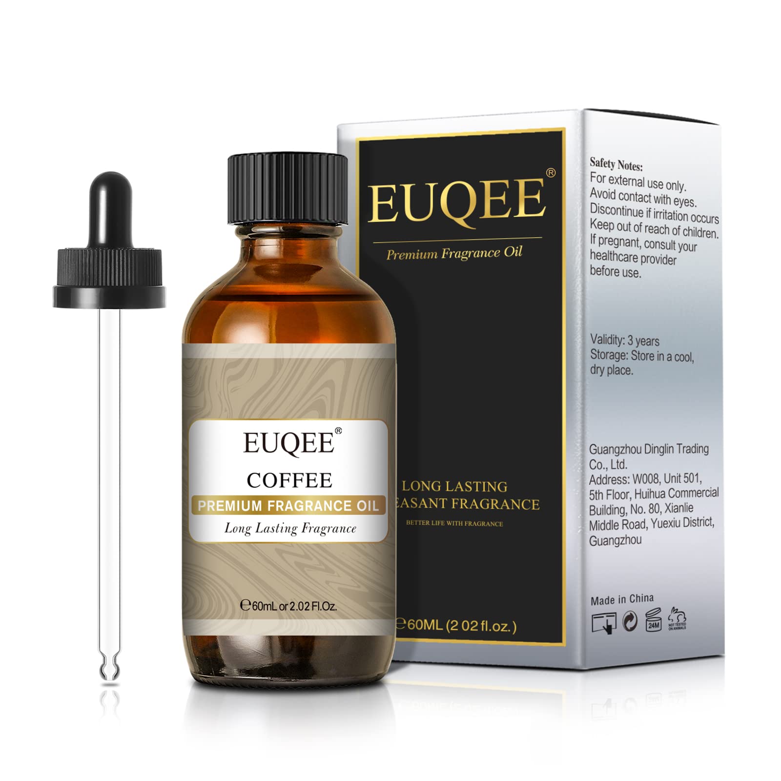 EUQEE 60ML Coffee Fragrance Oil – Premium Essential Oils with Glass Dropper