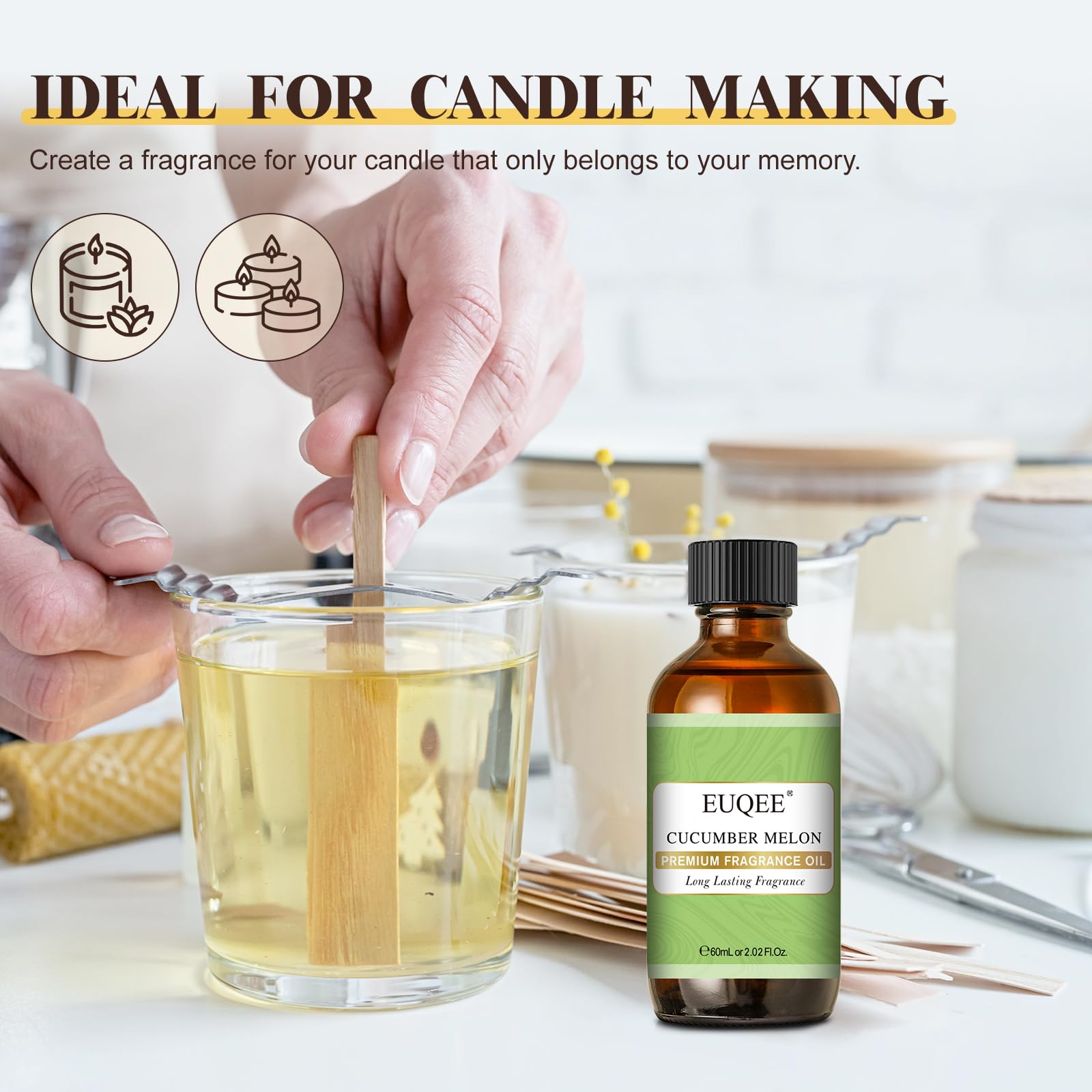 EUQEE Cucumber Melon Fragrance Oil – Premium 60ml (2.02 Fl oz) with Glass Dropper | Diffuser, Soap & Candle Making