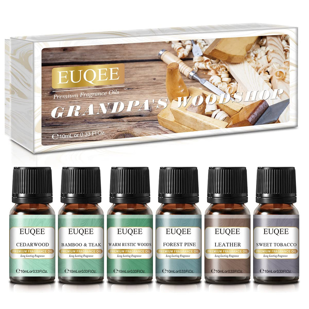 EUQEE Fragrance Oils Gift Set - Premium Woody Scents 6x10ml