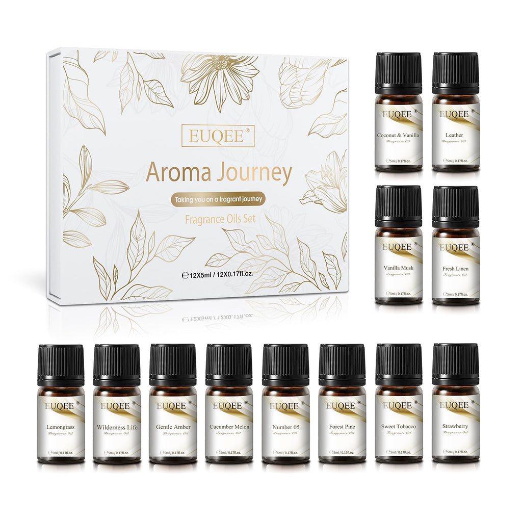EUQEE 12pcs Fragrance Oils Gift Set – Premium Essential Oils for Diffuser & DIY