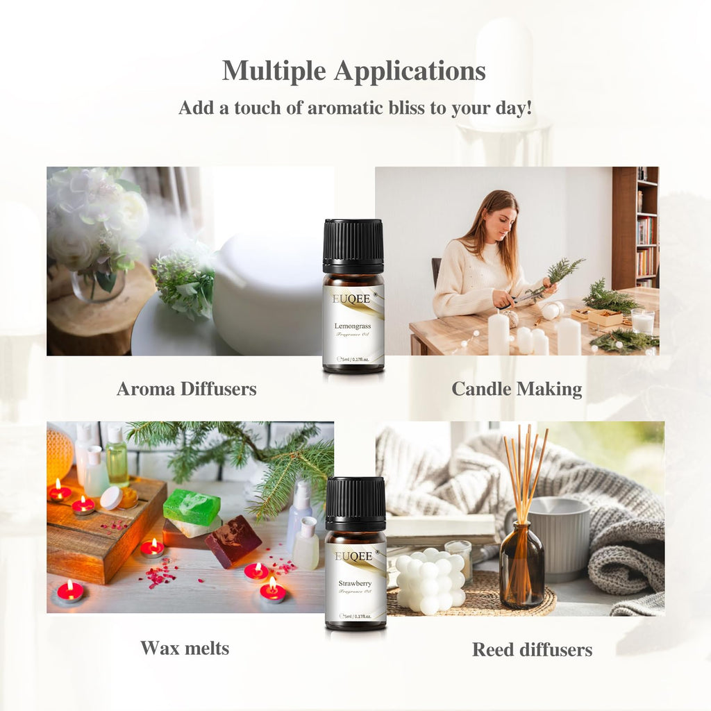 EUQEE 12pcs Fragrance Oils Gift Set – Premium Essential Oils for Diffuser & DIY