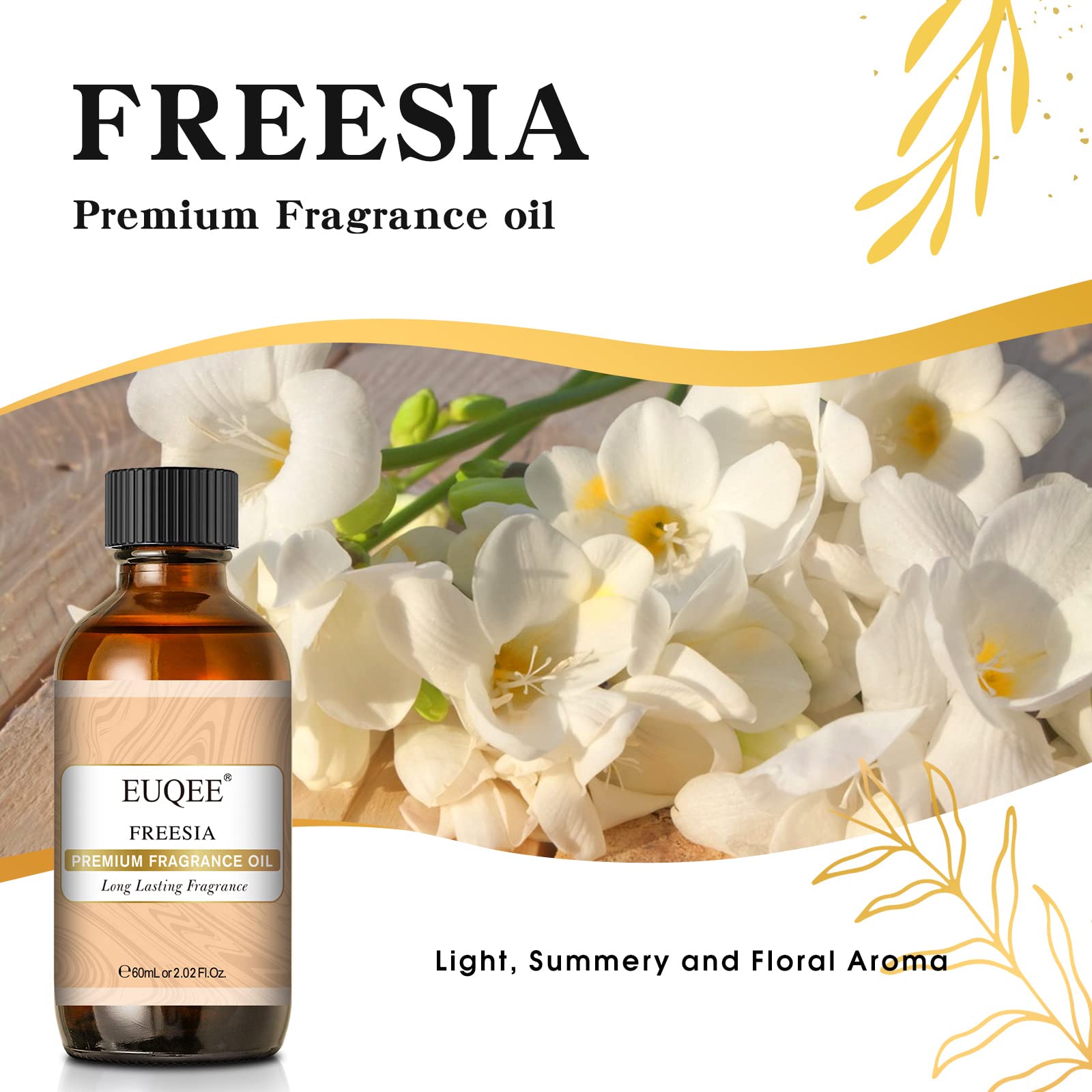 EUQEE Freesia Fragrance Oil 60ml Essential Oil with Glass Dropper