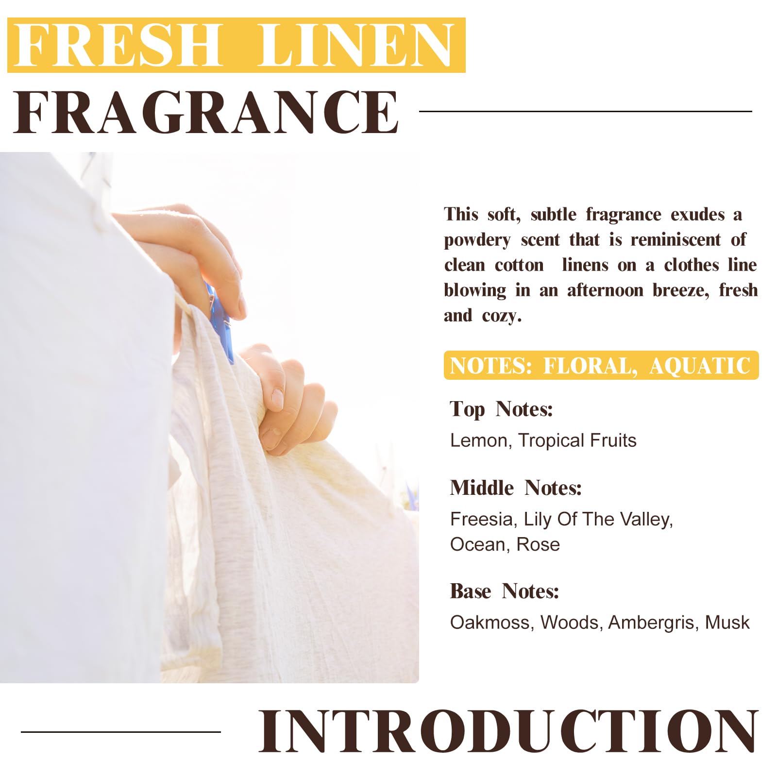 EUQEE Fresh Linen Fragrance Oil 60ml – Premium Essential Oil for Aromatherapy, Diffusers, DIY Bath Bombs & Candles