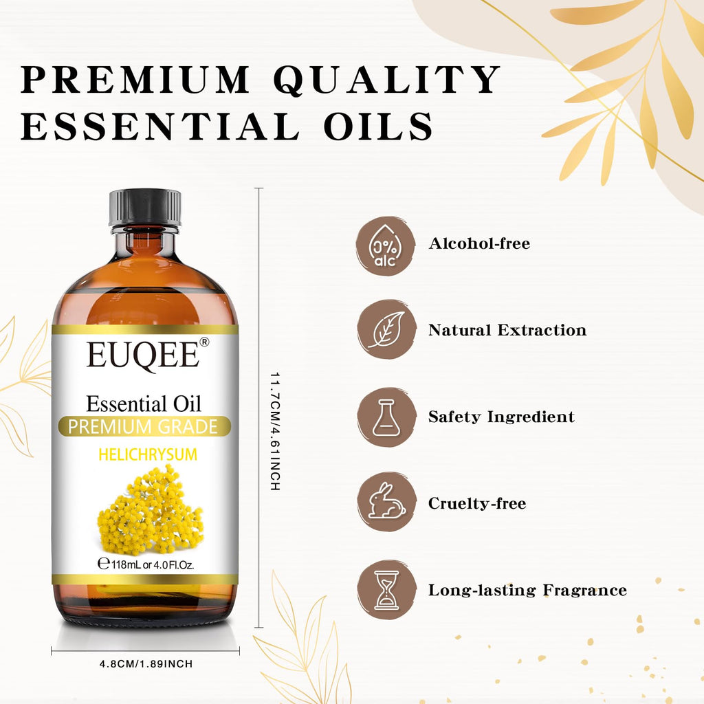 EUQEE Helichrysum Essential Oil 4 oz/118 ml – Amber Glass Dropper Bottle