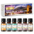 EUQEE Holiday Cheer Premium Fragrance Oils Set of 6 (10ml) – Forest Pine, Christmas Wreath, Brown Sugar, Harvest Spice, Gingerbread, Pumpkin Pie