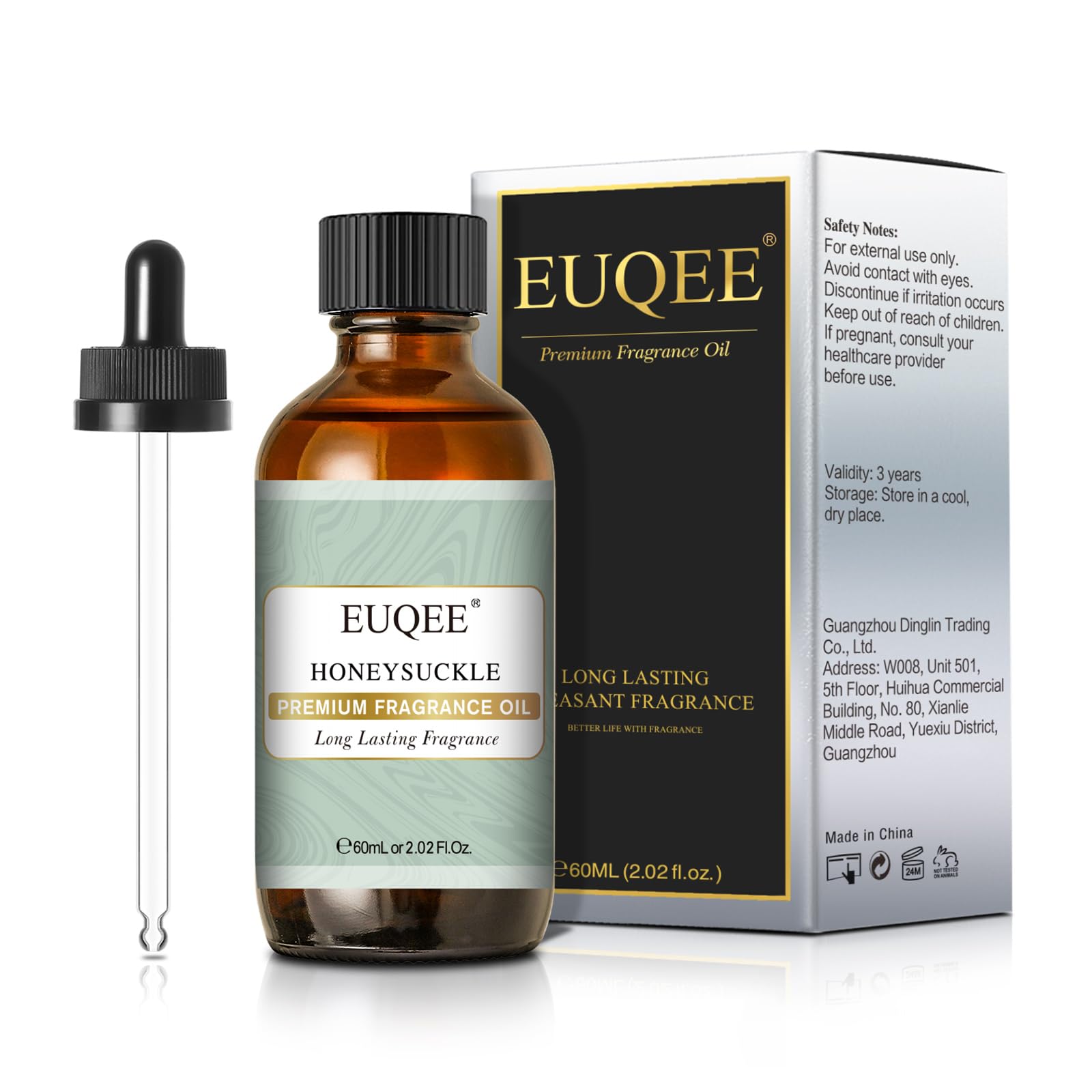 EUQEE Honeysuckle Fragrance Oil 60ml – Premium Glass Bottle Dropper