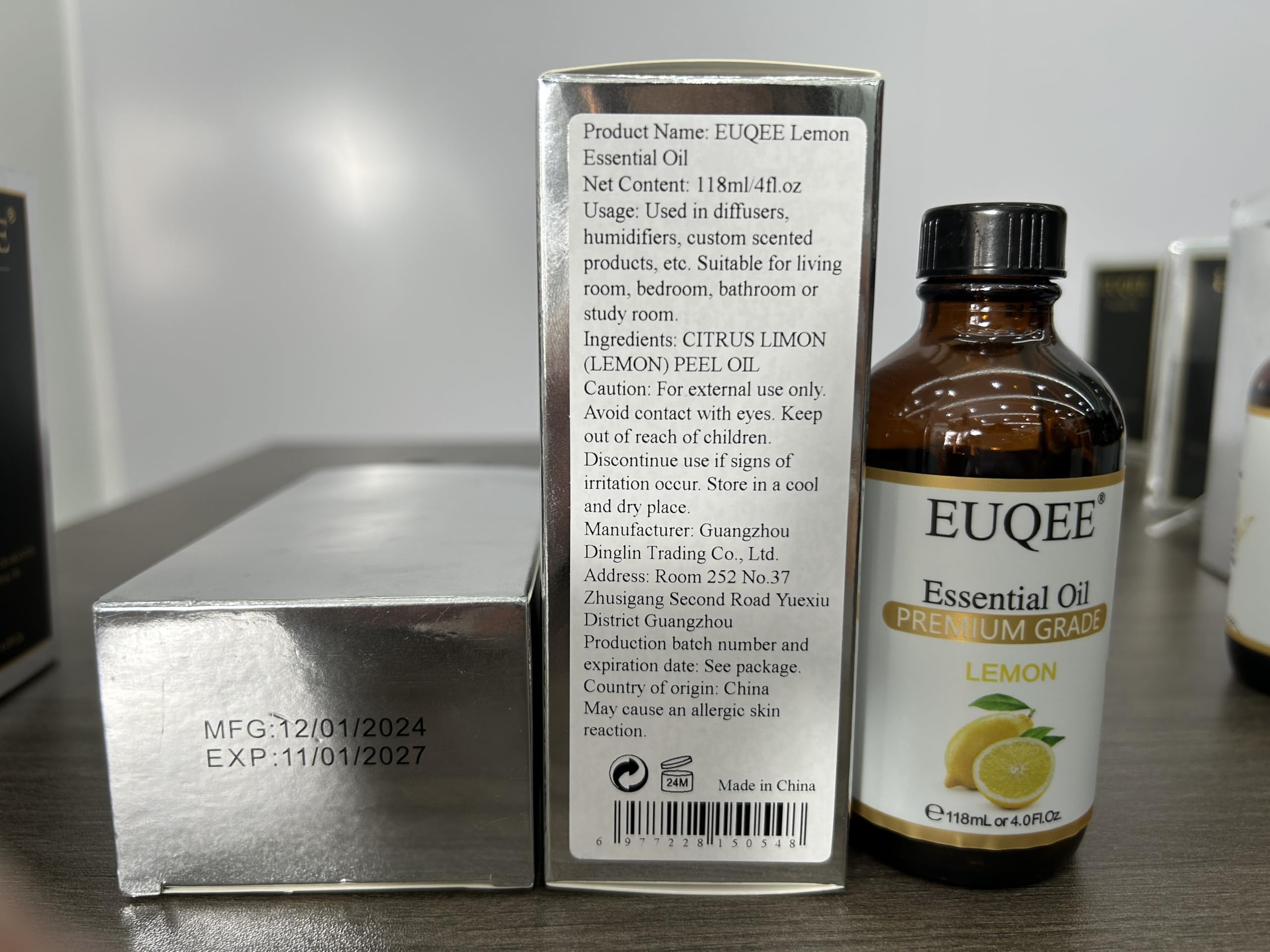 EUQEE Lemon Essential Oil with Glass Dropper – Aromatherapy & DIY (4 oz / 118 mL)