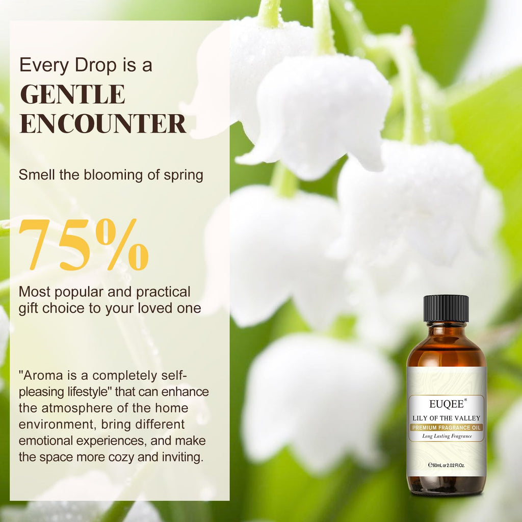 EUQEE Lily of the Valley Fragrance Oil 60ml – Premium Essential Oil with Glass Dropper