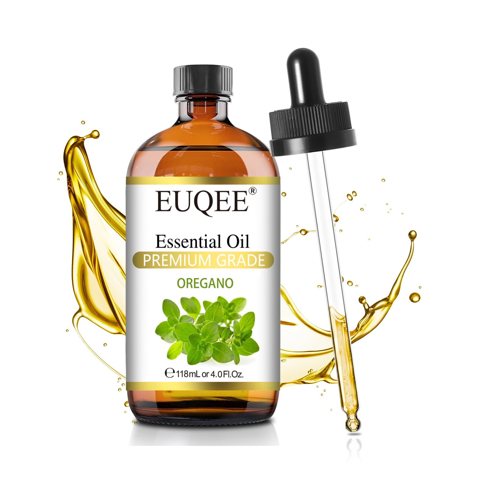 EUQEE Oregano Essential Oil 4oz / 118ml – Pure Aromatherapy with Glass Dropper