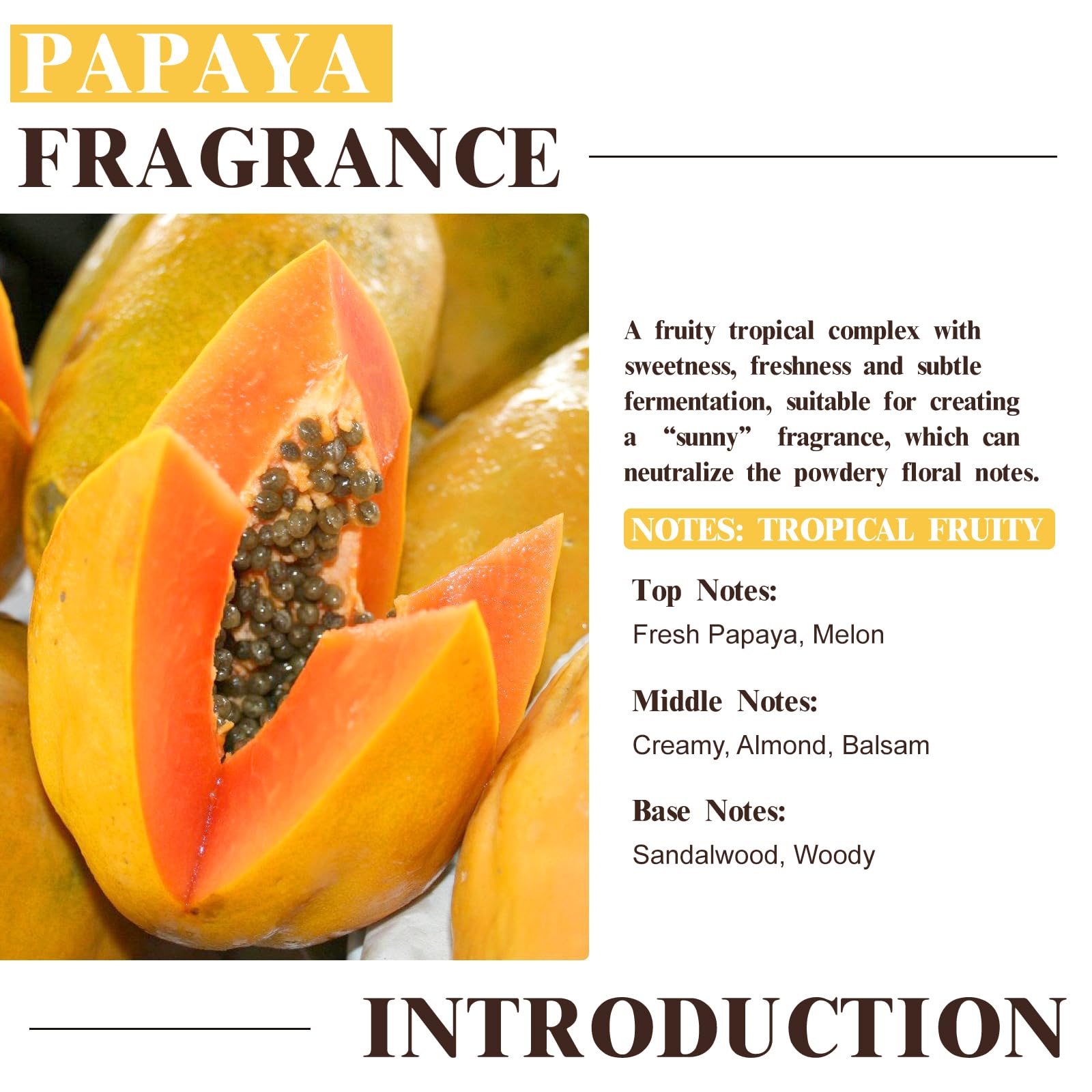 EUQEE Papaya Fragrance Oil – Premium Essential Oil with Glass Dropper (2.02 fl oz / 60 ml) for Aromatherapy, Soap & Candles