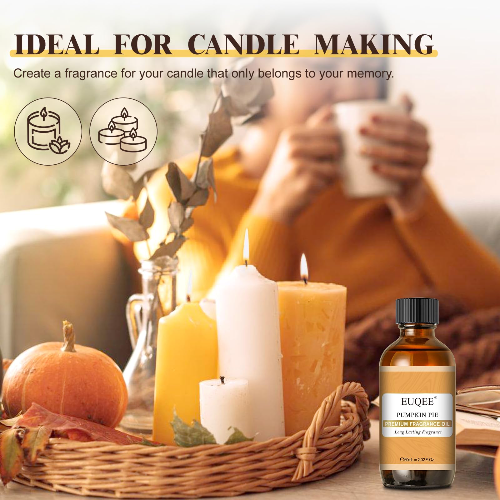 EUQEE Pumpkin Pie Fragrance Oil – Premium Pumpkin Pie Scent for Soap, Candles & DIY (2.02 fl oz / 60 ml)