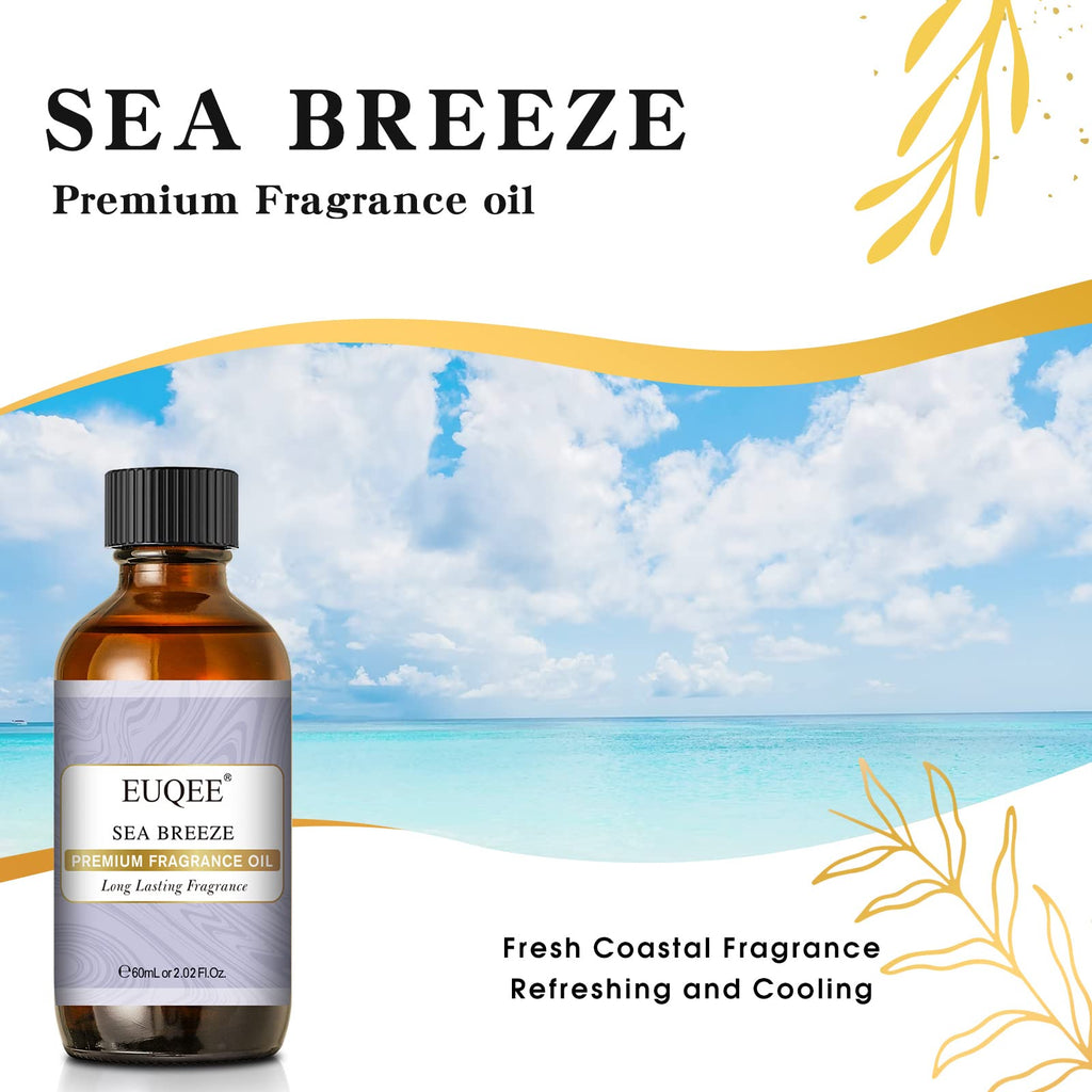 EUQEE Sea Breeze Fragrance Oil – Premium Essential Oil for Diffuser, DIY Soap & Candle Making (60 ml)
