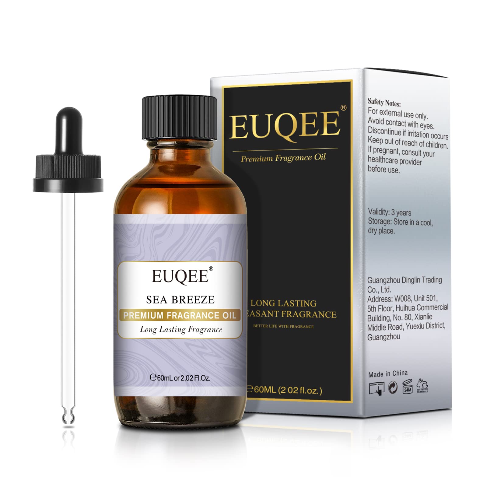 EUQEE Sea Breeze Fragrance Oil – Premium Essential Oil for Diffuser, DIY Soap & Candle Making (60 ml)