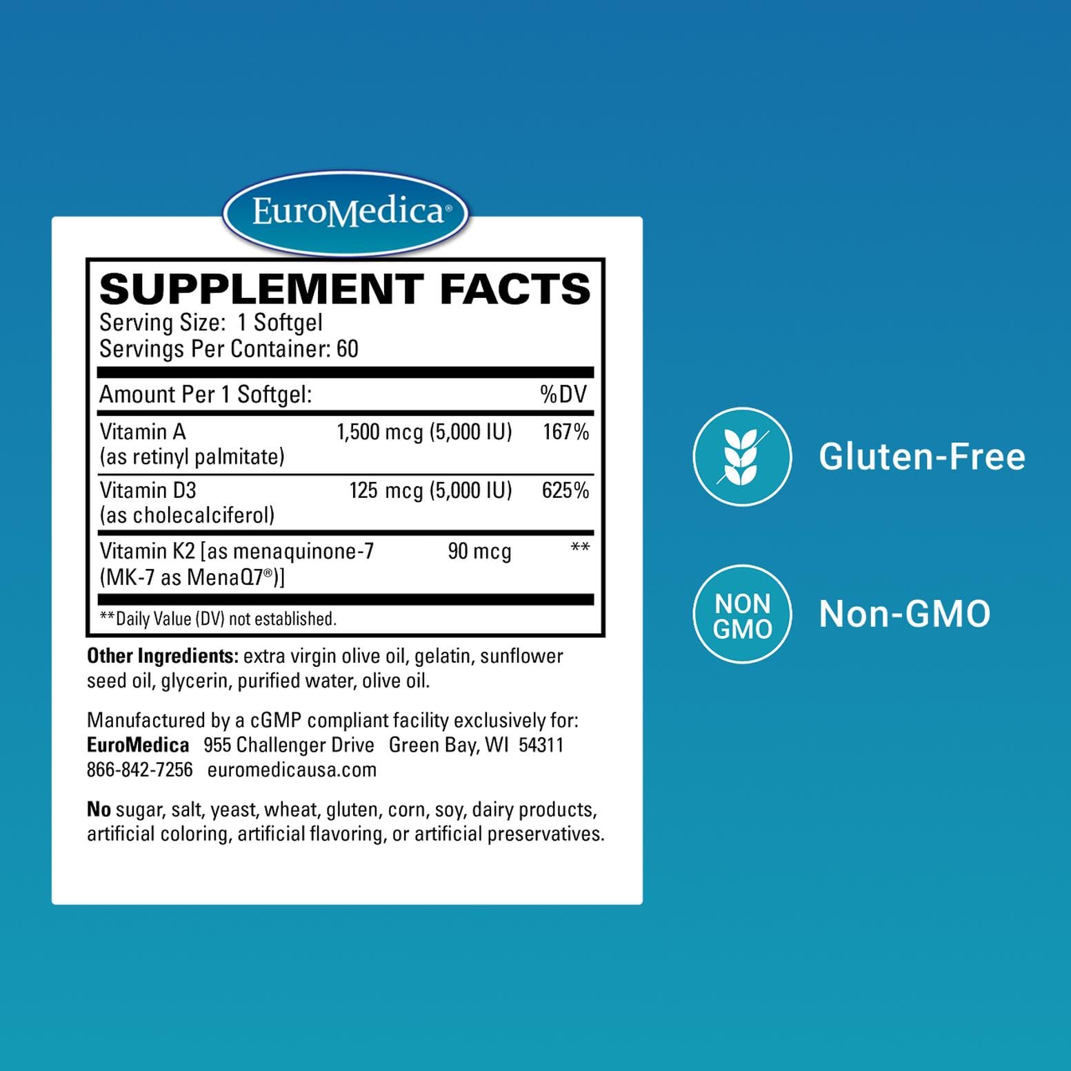 EuroMedica A•D•K2 Cardio Health – Cardio & Vascular Support Softgels (60)