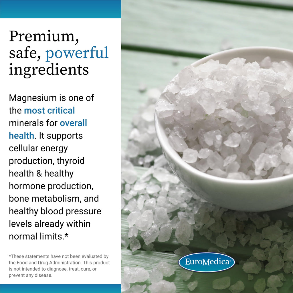 EuroMedica Magnesium + P-5-P - Bone & Heart Health Support Supplement - 60 Vegan Capsules