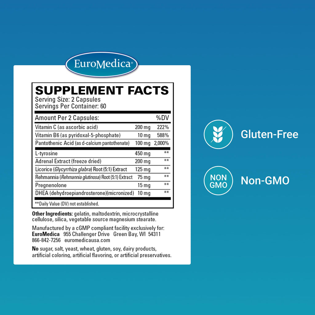 EuroMedica Adrenaplex – Adrenal Gland Support Supplement with Vitamin C & B6 | 120 Capsules