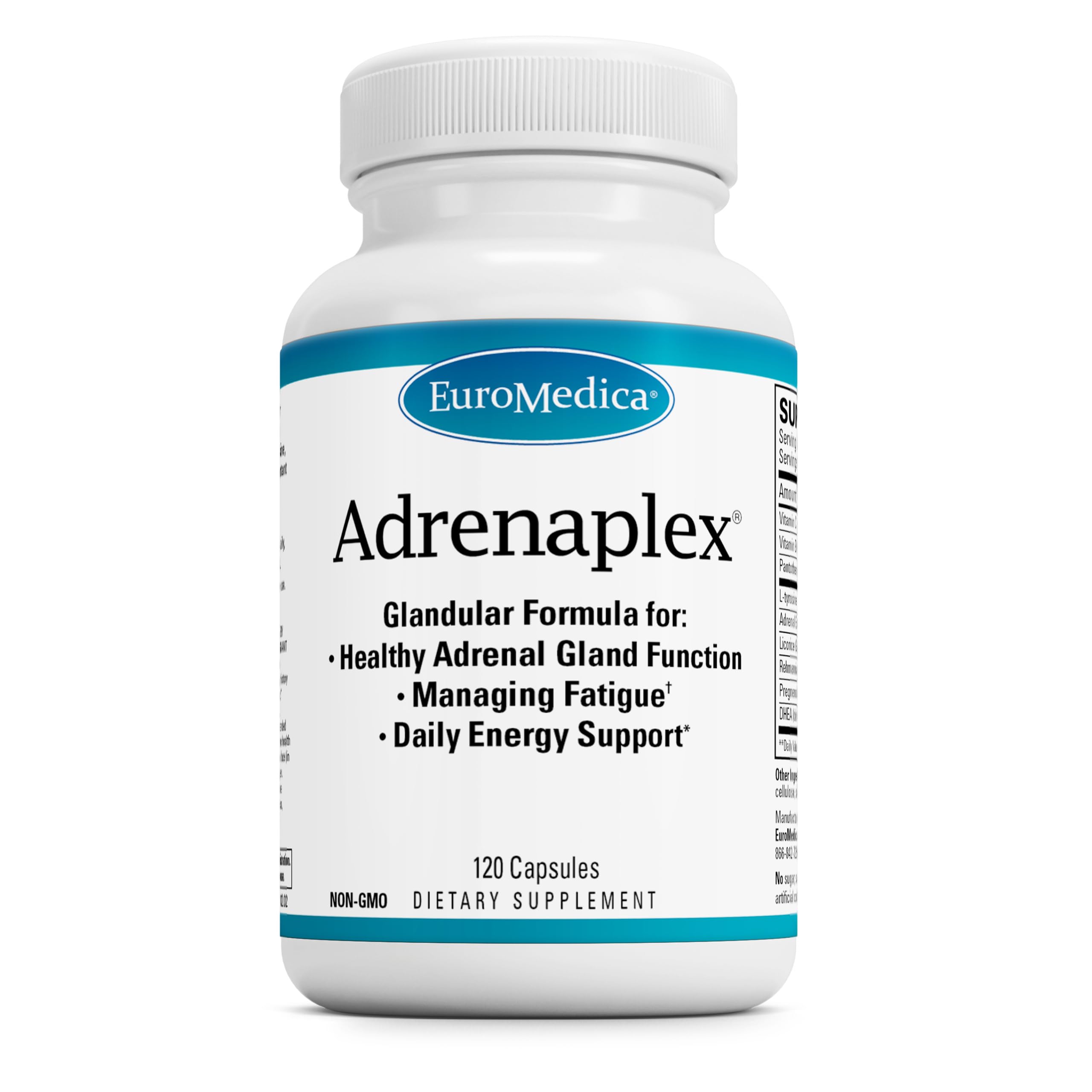 EuroMedica Adrenaplex – Adrenal Gland Support Supplement with Vitamin C & B6 | 120 Capsules