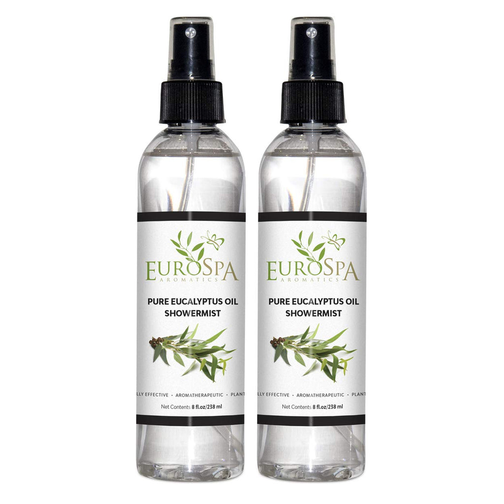 EuroSpa Aromatics Pure Eucalyptus ShowerMist & Steam Room Spray – 8oz, 2 Pack