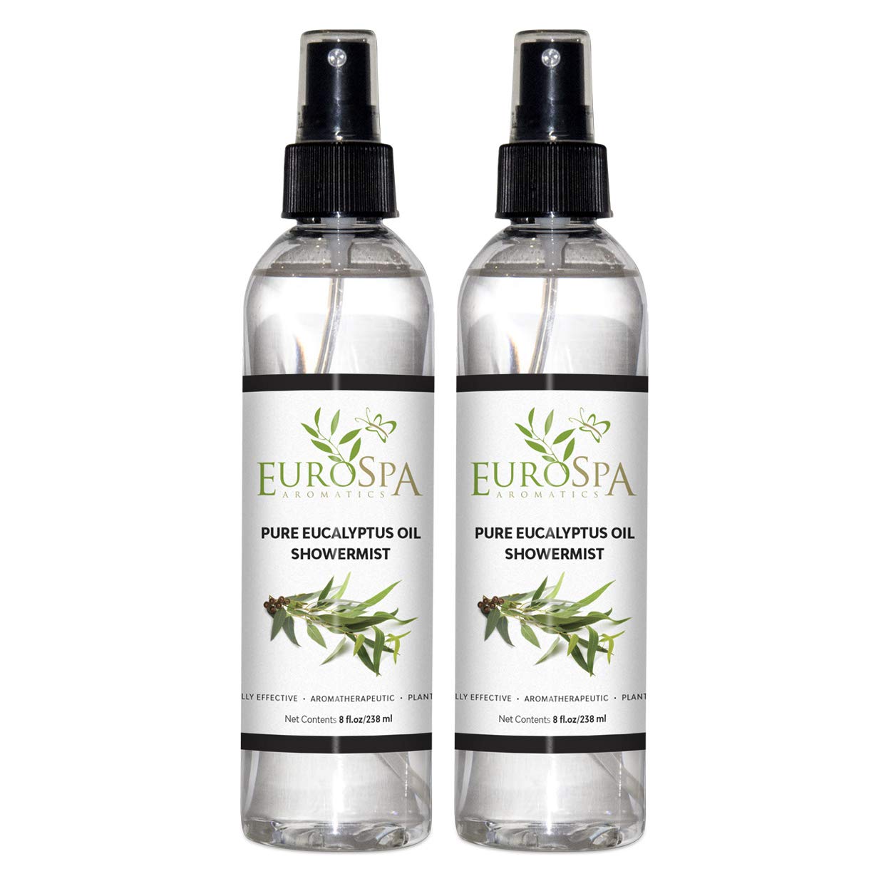 EuroSpa Aromatics Pure Eucalyptus ShowerMist & Steam Room Spray – 8oz, 2 Pack