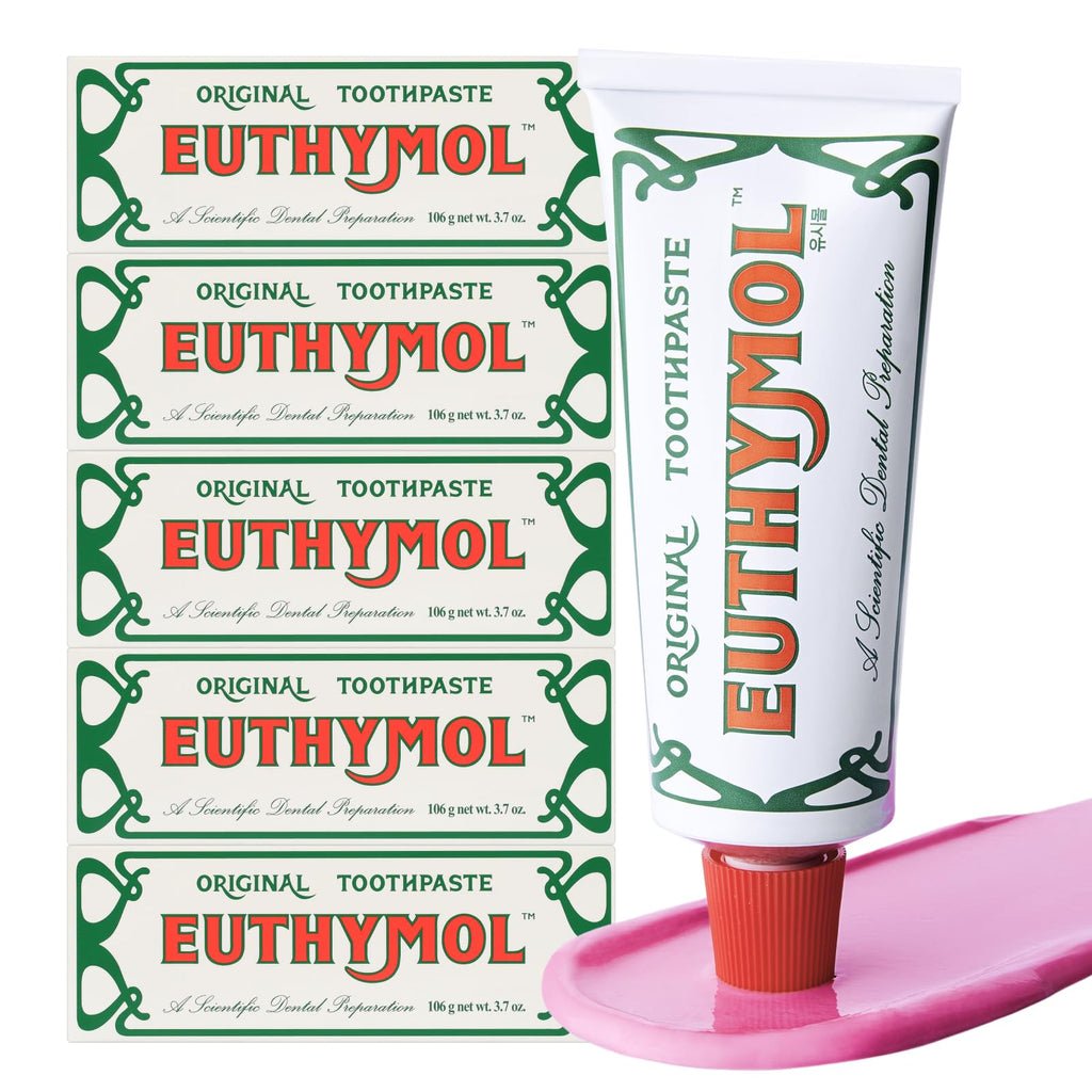 EUTHYMOL Original Toothpaste (3.7oz x5) – Fluoride-Free for Sensitive Teeth & Gums