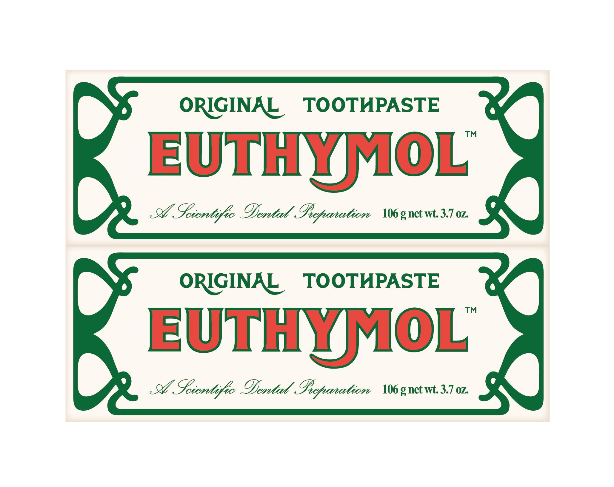 EUTHYMOL Original Pink Toothpaste – Fluoride-Free, 3.7 fl oz x2 Pack (Wintergreen Freshness)