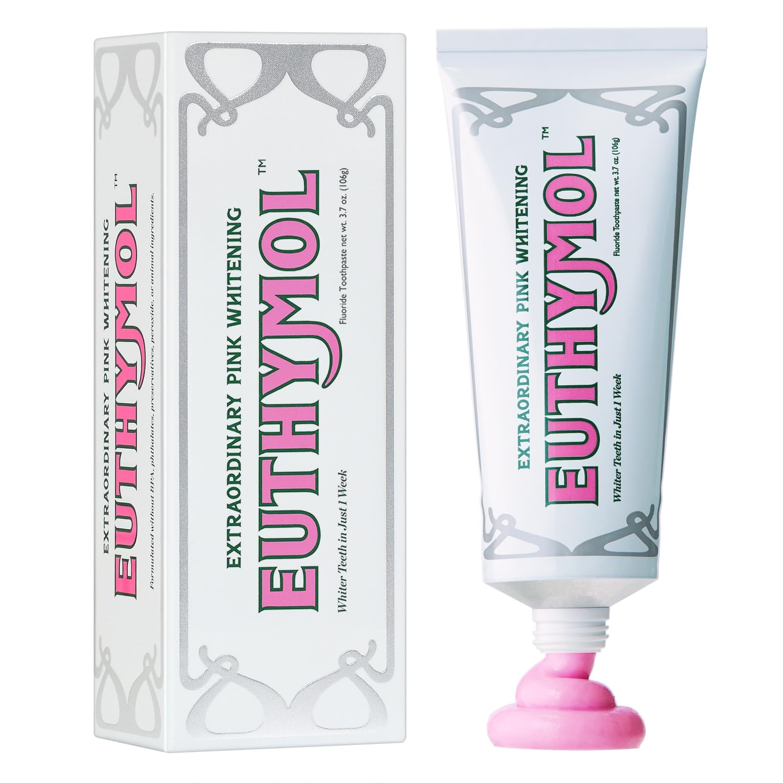 EUTHYMOL Whitening Toothpaste (3.7oz) – Stain Removal in 2 Weeks, Fresh Breath & Cavity Protection