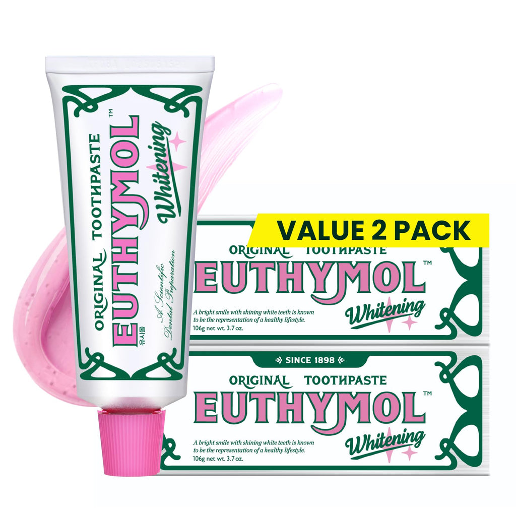 EUTHYMOL Whitening Toothpaste Pack of 2 - 3.7oz Each, Stain Removal in 2 Weeks, Fresh Breath & Cavity Protection