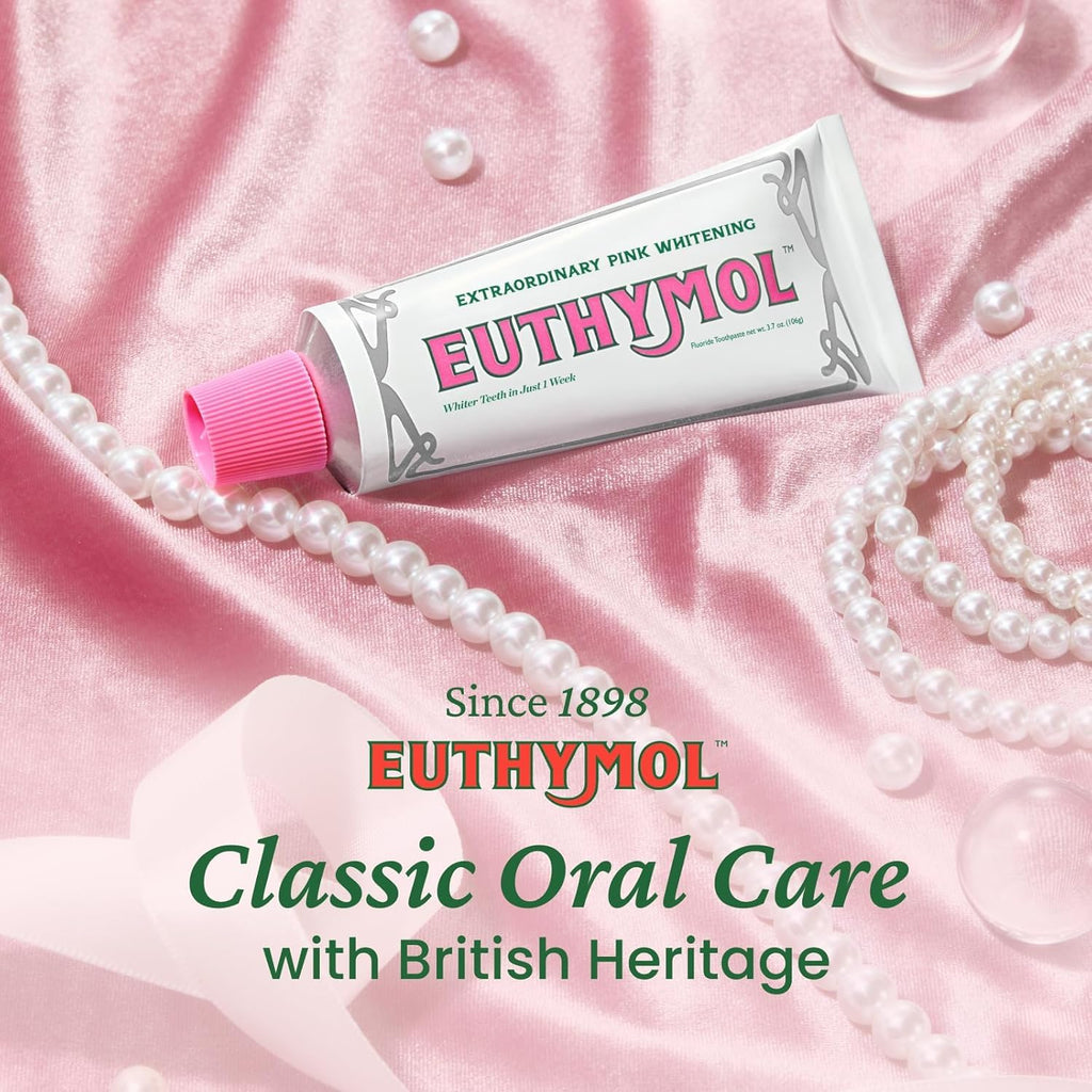EUTHYMOL Whitening Toothpaste Pack of 2 - 3.7oz Each, Stain Removal in 2 Weeks, Fresh Breath & Cavity Protection