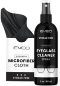 EVEO Eyeglass Cleaner Spray with No-Streak Formula & Microfiber Cloth | Glasses Cleaning Kit