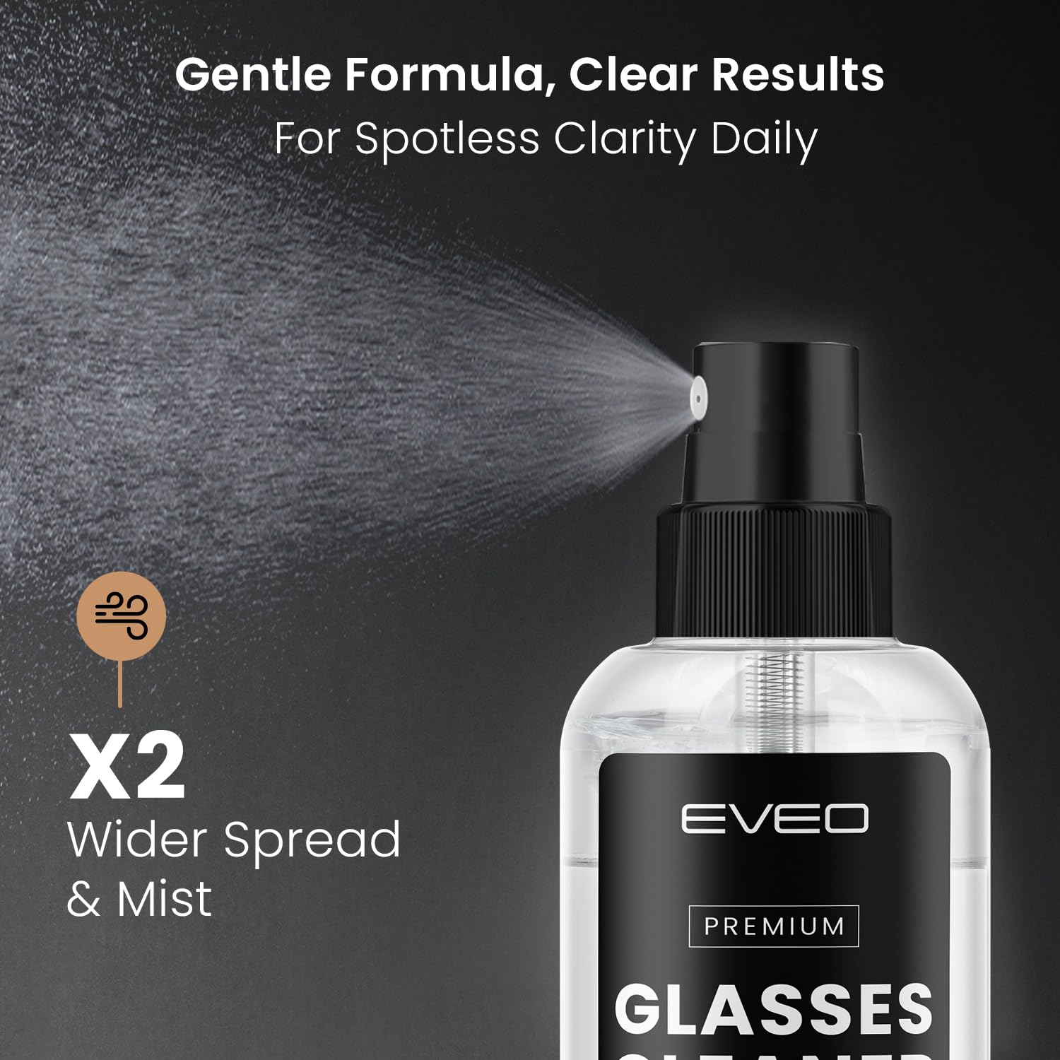 EVEO Glasses Cleaner Spray - No-Streak Eyeglass Cleaner Kit (4oz) with Microfiber Cloth