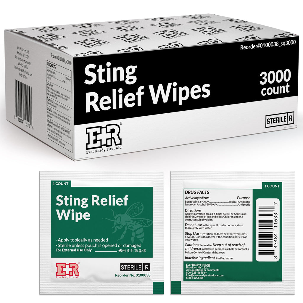 Ever Ready First Aid Sting Relief Wipes – 3000 Count | Instant Bite & Itch Relief