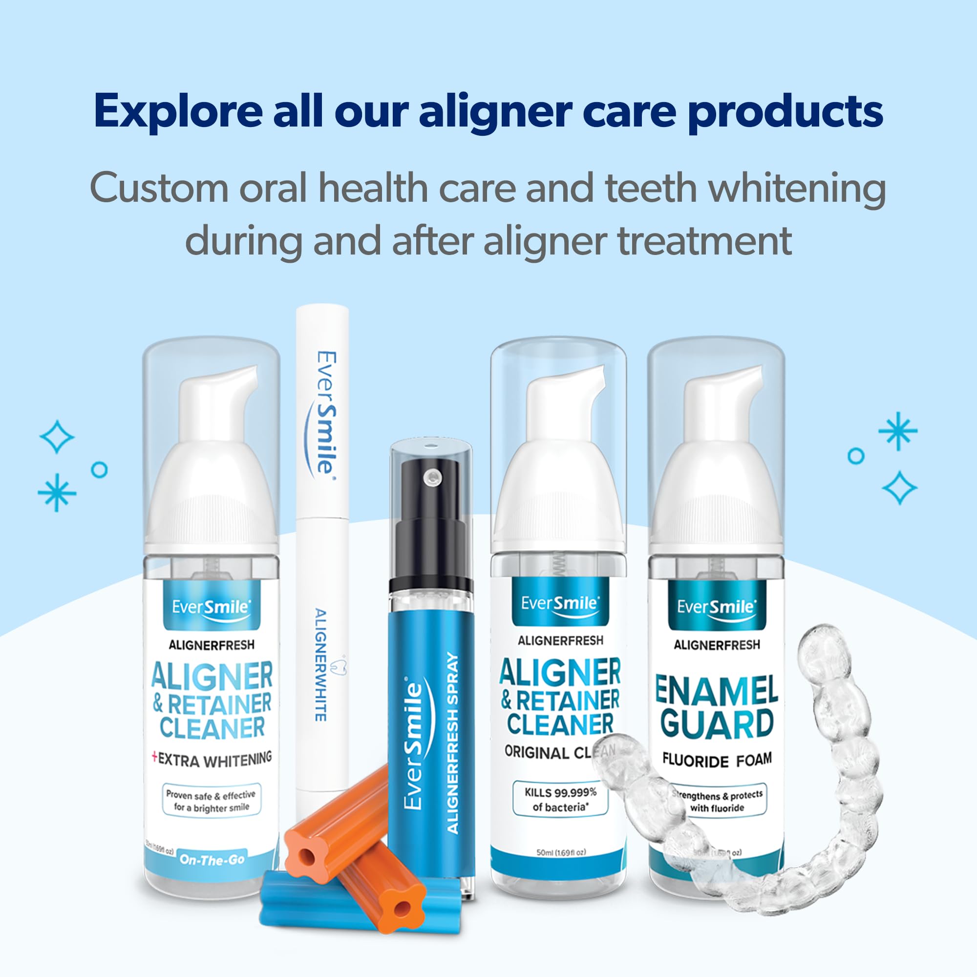 EverSmile AlignerFresh Original Clean Foam – Cleaner for Invisalign & All Clear Aligners (50ml, 4 Pack)