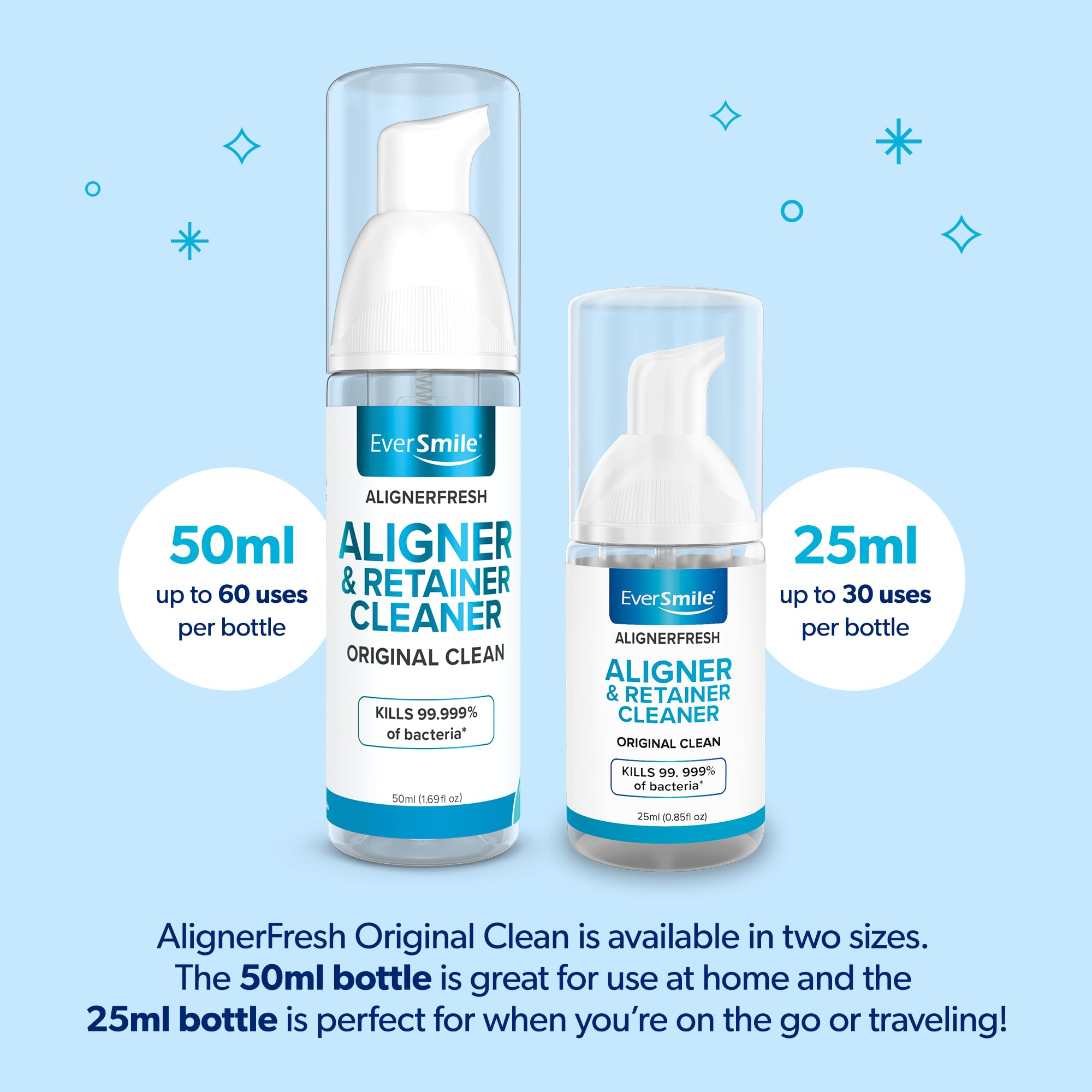 EverSmile AlignerFresh Original Clean Foam – Aligner Cleaner for Invisalign & All Clear Aligners, 25ml (2 Pack)