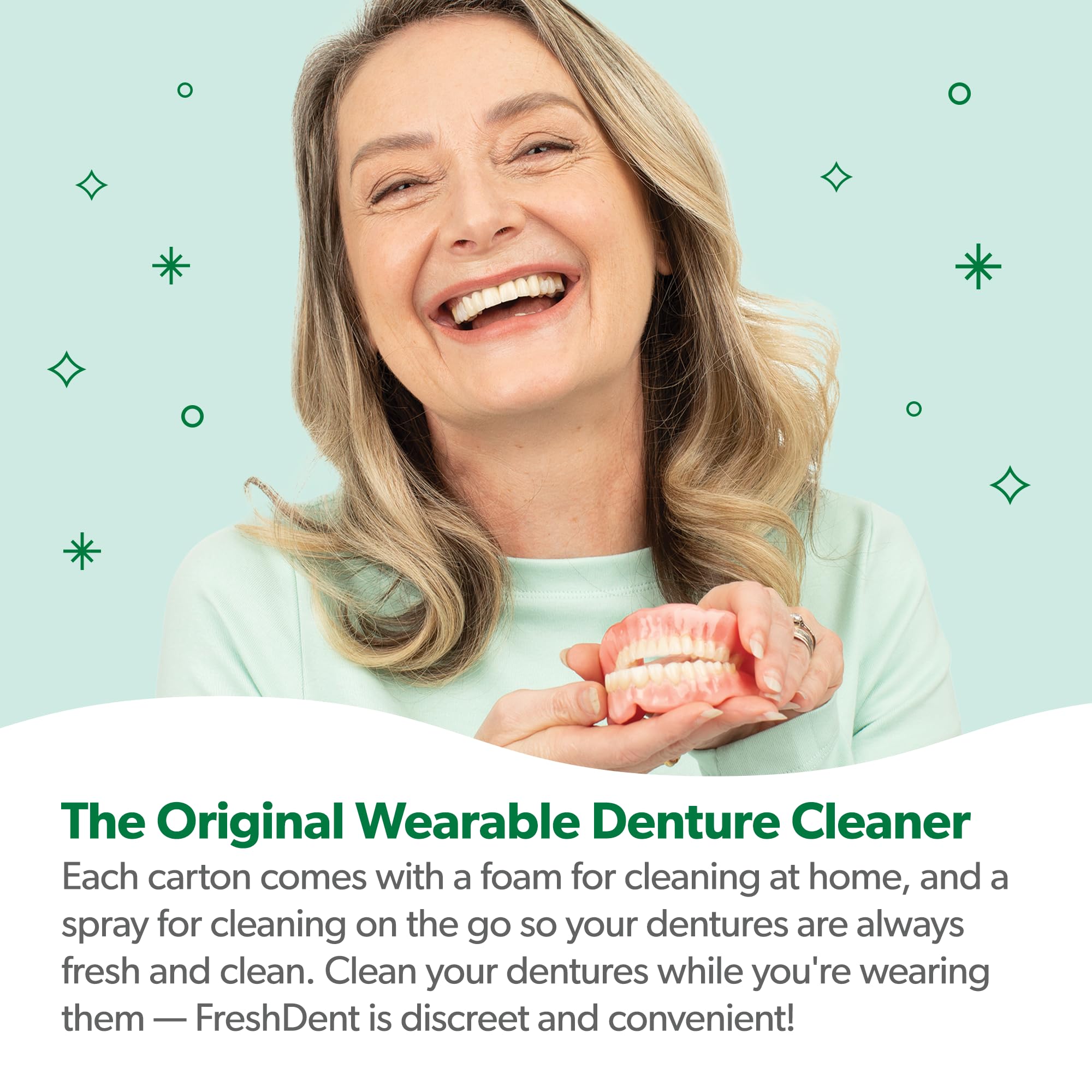 EverSmile FreshDent Denture Cleaner + Teeth Whitening Spray & Foam – 2pc Travel Size (50ml + 10ml)