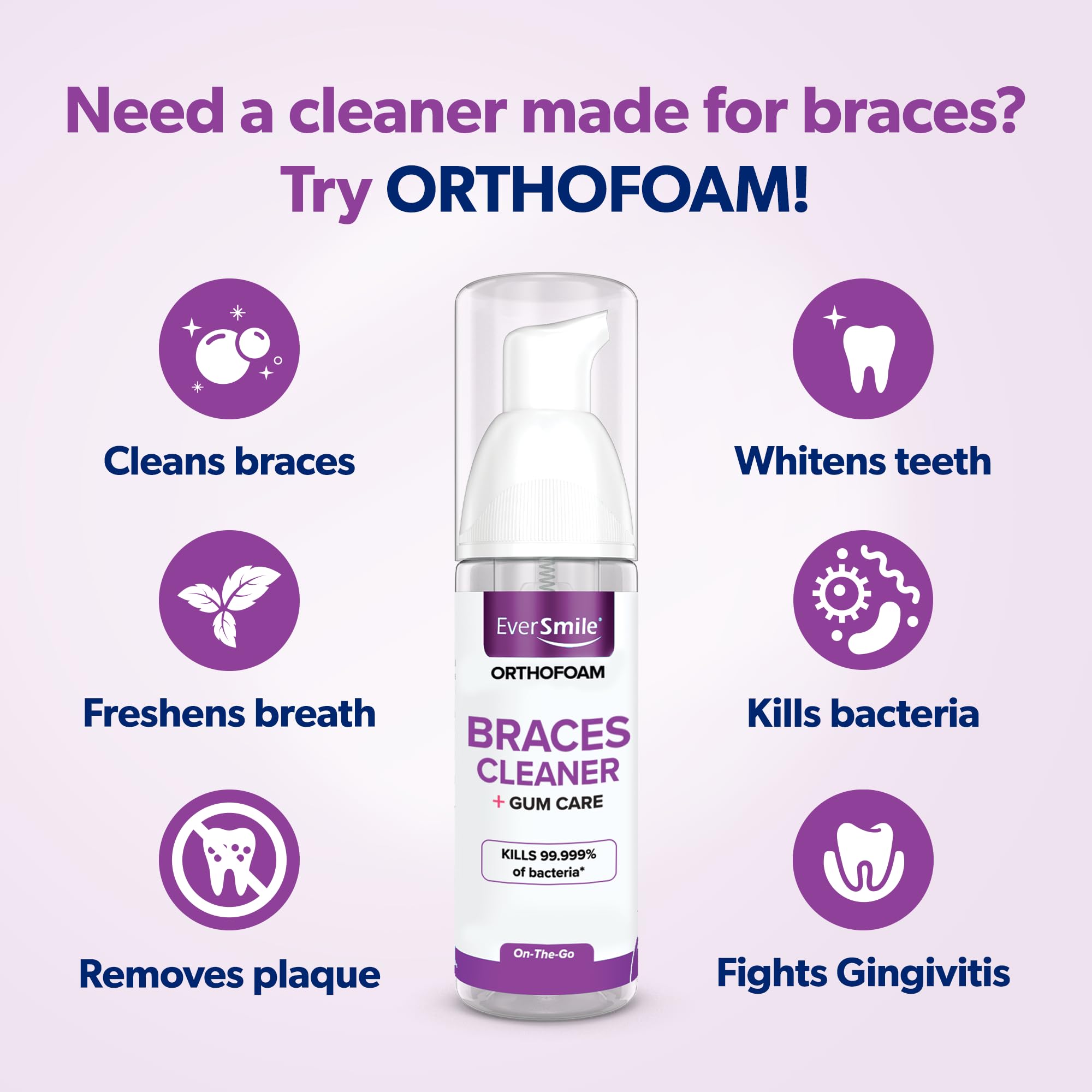 EverSmile OrthoFoam Braces Cleaner Travel Size 25ml 4-Pack