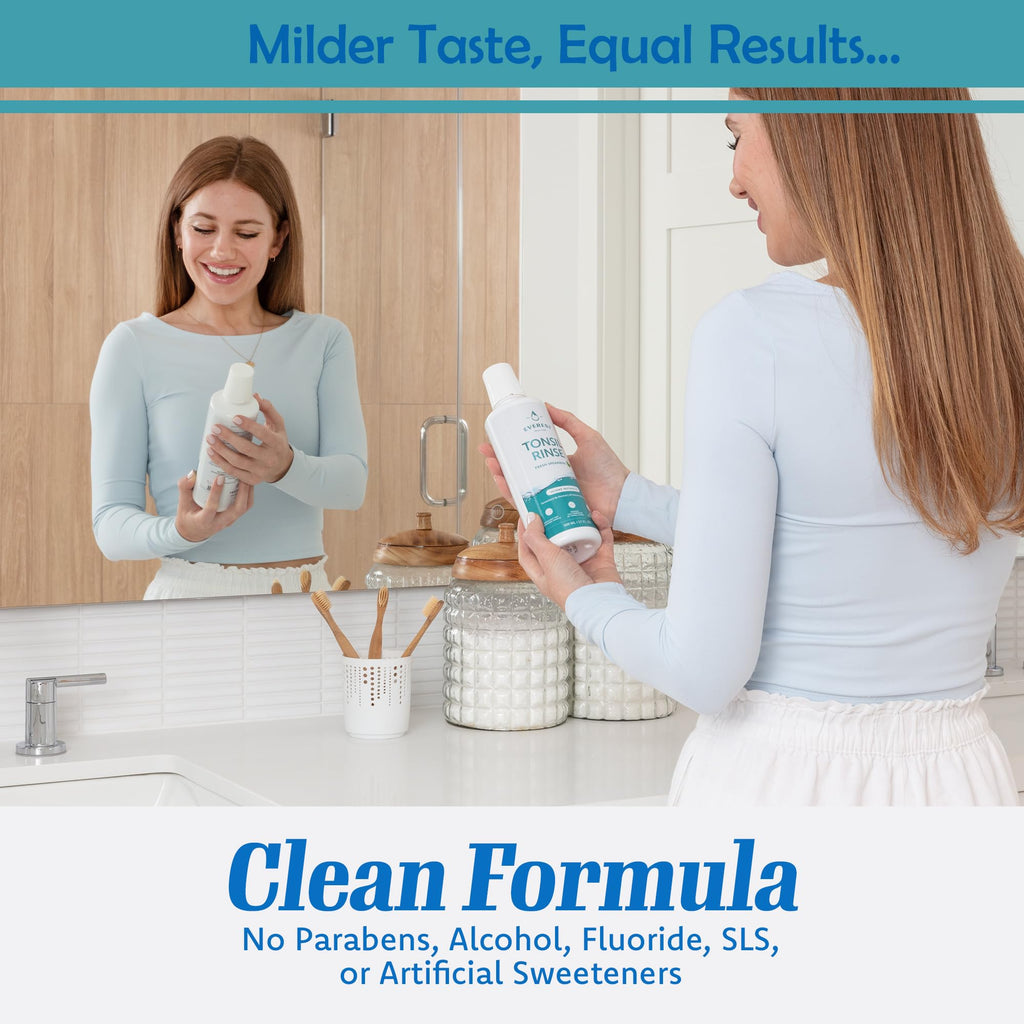 Everest Mouth Wash & Tonsil Stone Remover – Natural, Alcohol-Free Oral Rinse (17 fl oz, 3 Pack) – Light Spearmint