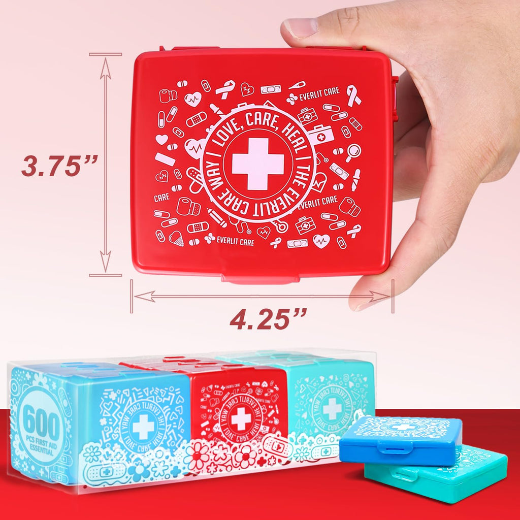 EVERLIT CARE Pocket-Aid Mini First Aid Kit — Compact 50‑Item Hard-Shell Case for Travel, Home, Office