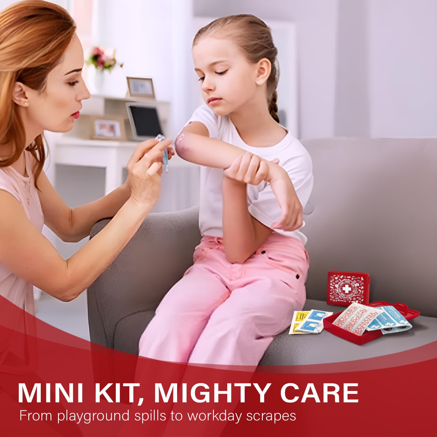 EVERLIT CARE Pocket-Aid Mini First Aid Kit — Compact 50‑Item Hard-Shell Case for Travel, Home, Office