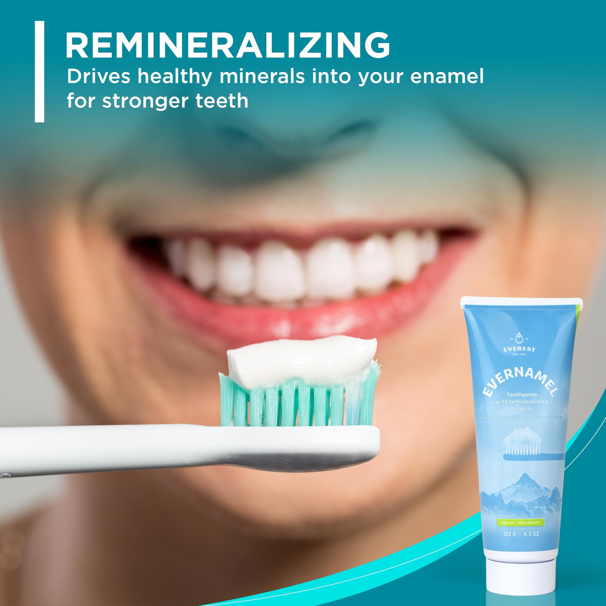 Evernamel Natural Enamel Repair Toothpaste - Fresh Spearmint, 4.3oz (Stannous Fluorie 0.45%)