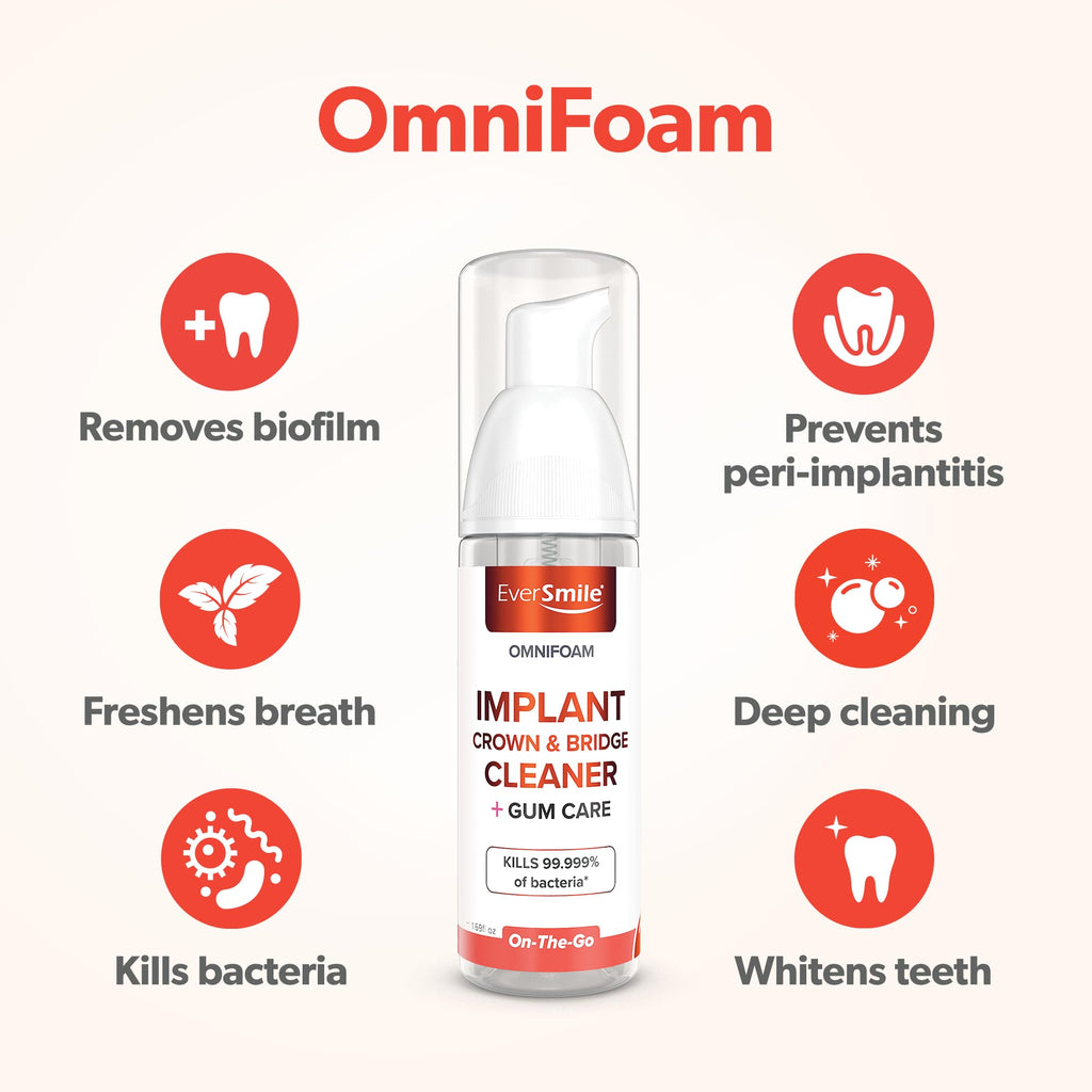 Eversmile OmniFoam Dental Cleaner – Cleaning Foam for Implants, Crowns & Bridges – 50ml Bottle | Pack of 1