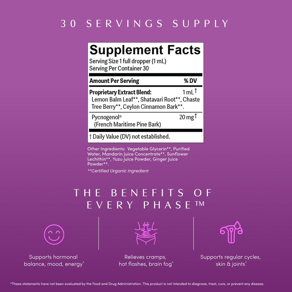 Every Phase by Apothékary — Natural Hormone Support Drops, 1 oz, 30 Servings