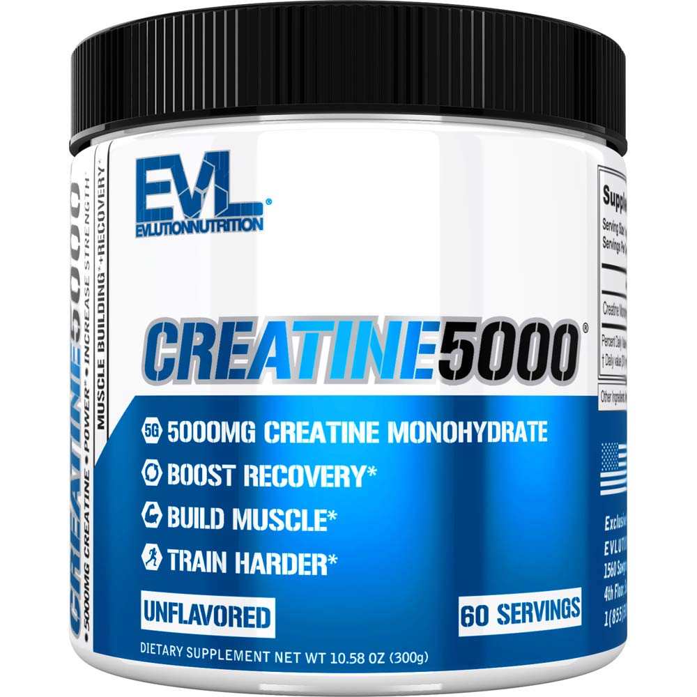 EVL Creatine5000 – 5g Creatine Monohydrate, 60 Servings, Unflavored